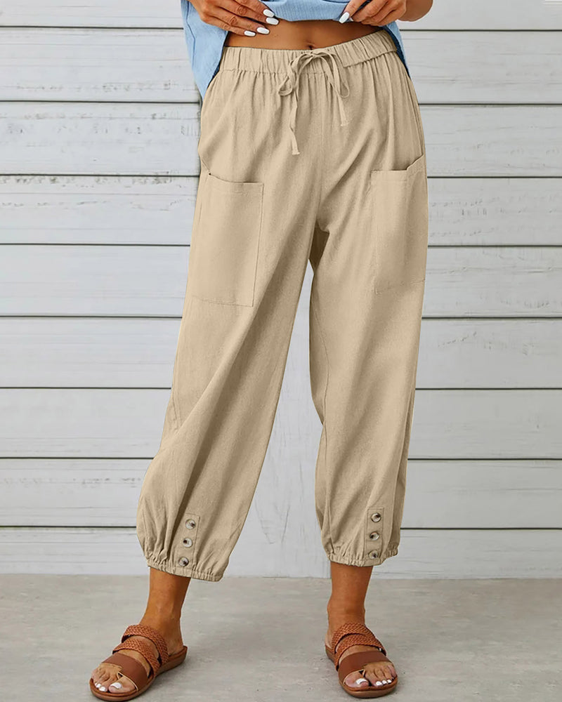 TS | Comfortable cargo pants with drawstring and buttons