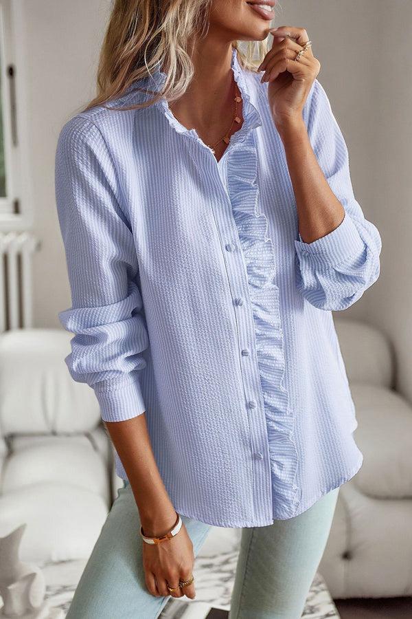 TS | Blue long-sleeved shirt with print