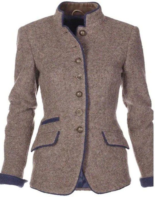 TS | Elegant stand-up collar tailored suit jacket