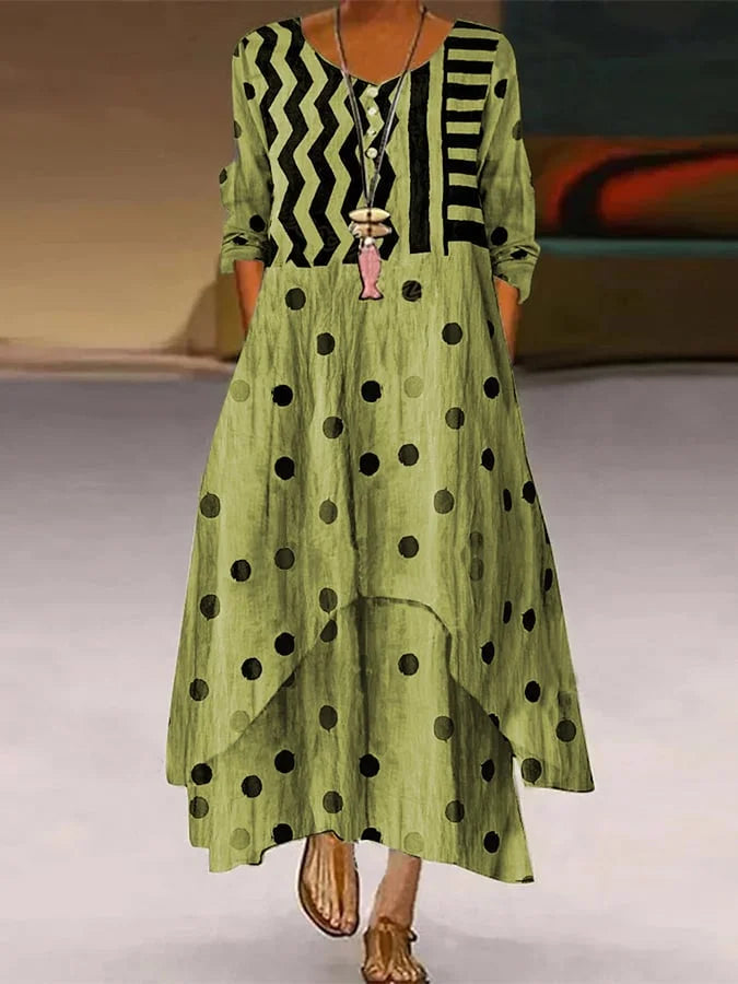 TS | Maxi dress with polka dot and geometric pattern