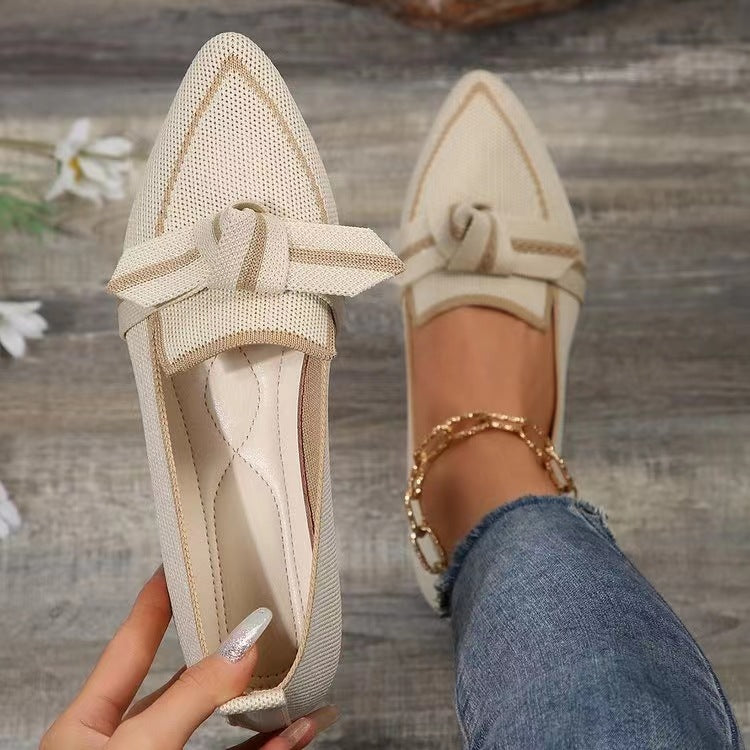 TS | fashion pointed toe bow flat shoes