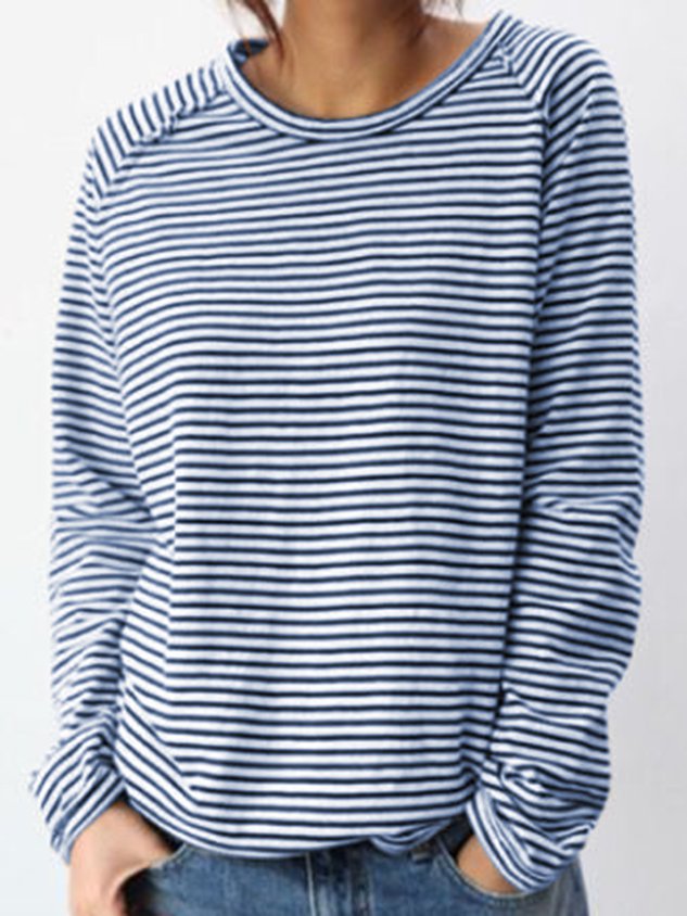 TS | Casual striped long sleeve sweater