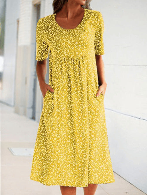 TS | Alexandra - Casual women's floral dress with U-neckline