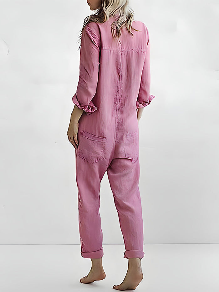 TS | Long-sleeved jumpsuit with button placket