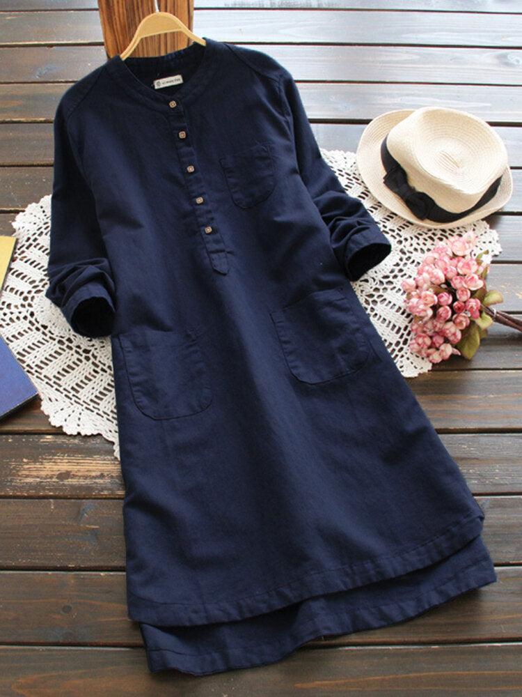 LM | Long-sleeved mini dresses with buttons