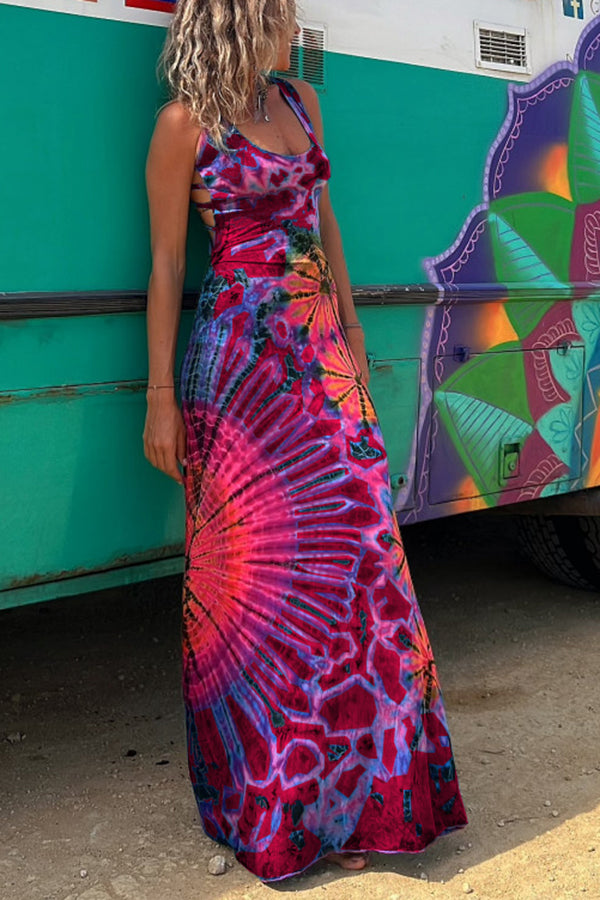 TS | La Bamba batik maxi dress with flirty lace-up detail at the back