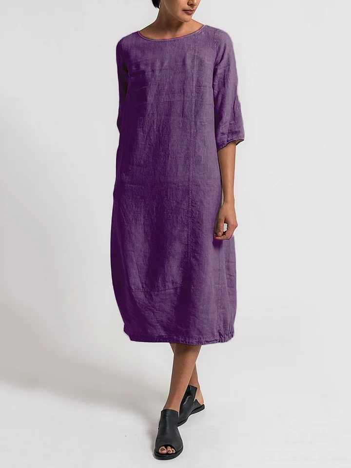 TS | Alice - Casual, plain-colored casual dress with a round neckline and 3/4-length sleeves