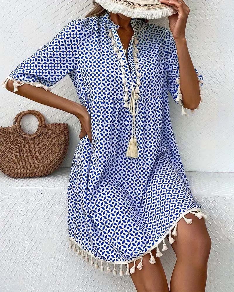 TS | Tania - Groovy blue short-sleeved mini dress