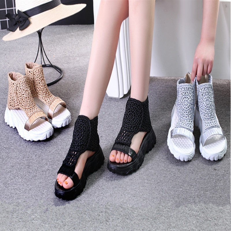 LD | Mesh Vlakke Sandalen Holle Vrouwelijke Platform Schoenen
