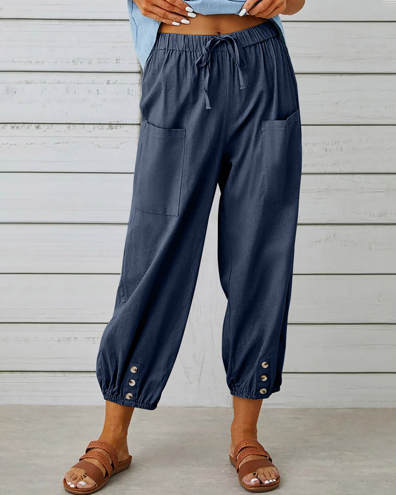 TS | Comfortable cargo pants with drawstring and buttons