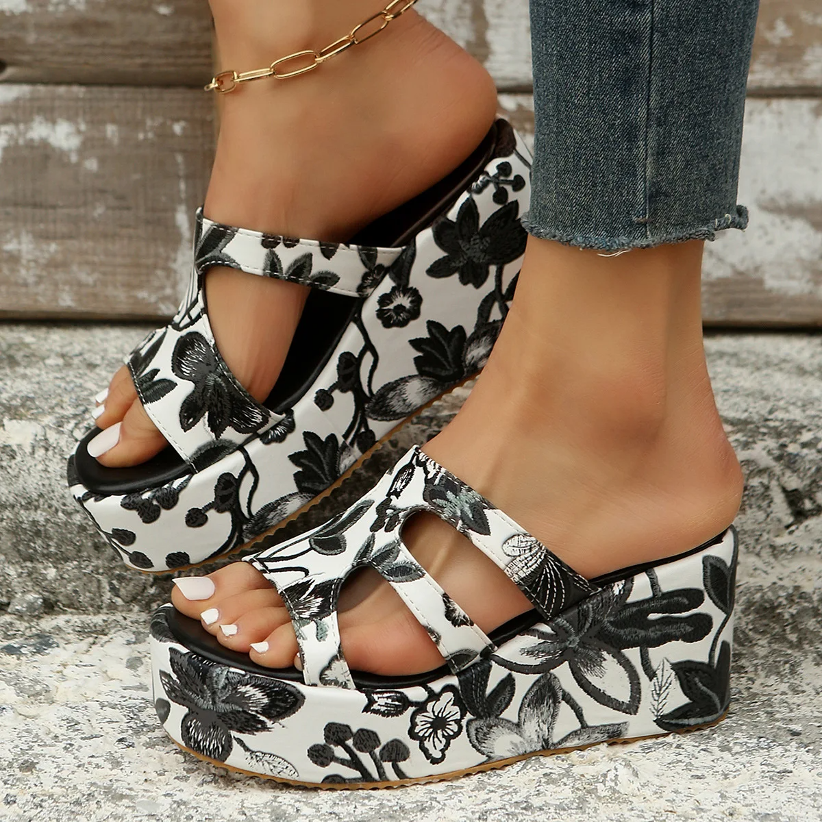 LD | zomer sandalen met bloemenprint voor vrouwen