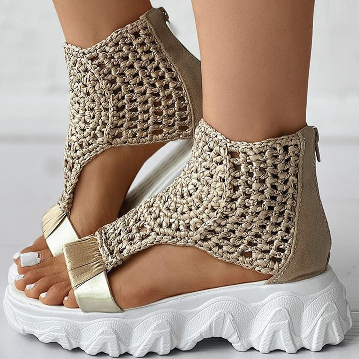 LD | Mesh Vlakke Sandalen Holle Vrouwelijke Platform Schoenen