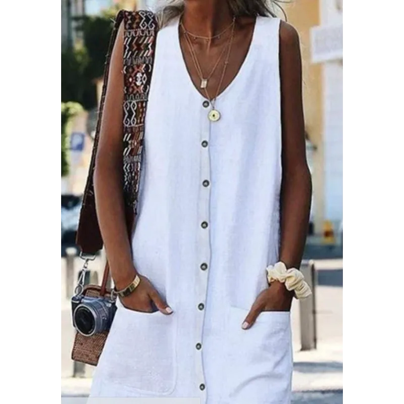 LM | Linen midi dress with slit