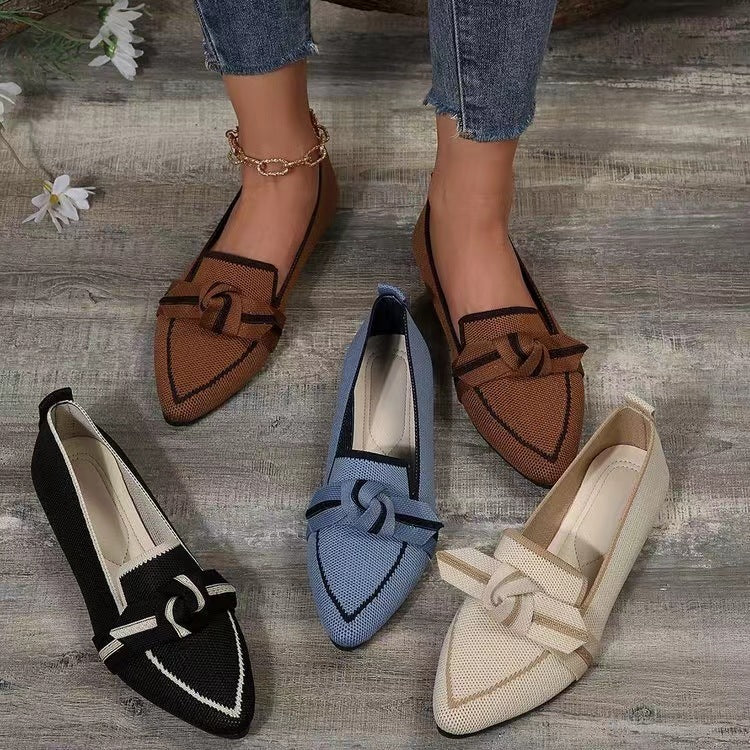 TS | fashion pointed toe bow flat shoes