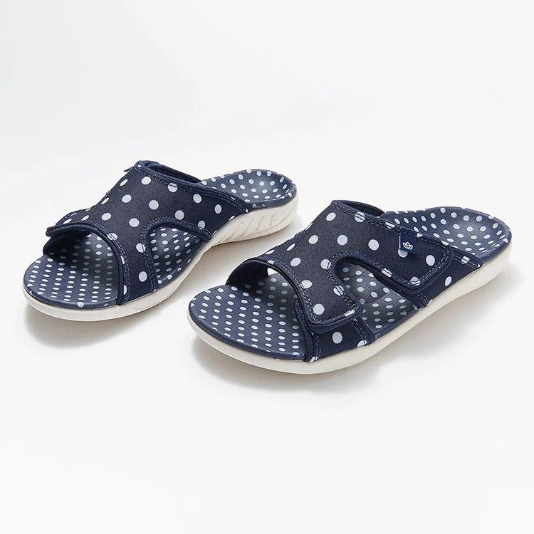 LD | Polka Dot Print Open Toe Hook Loop Flat Sandalen