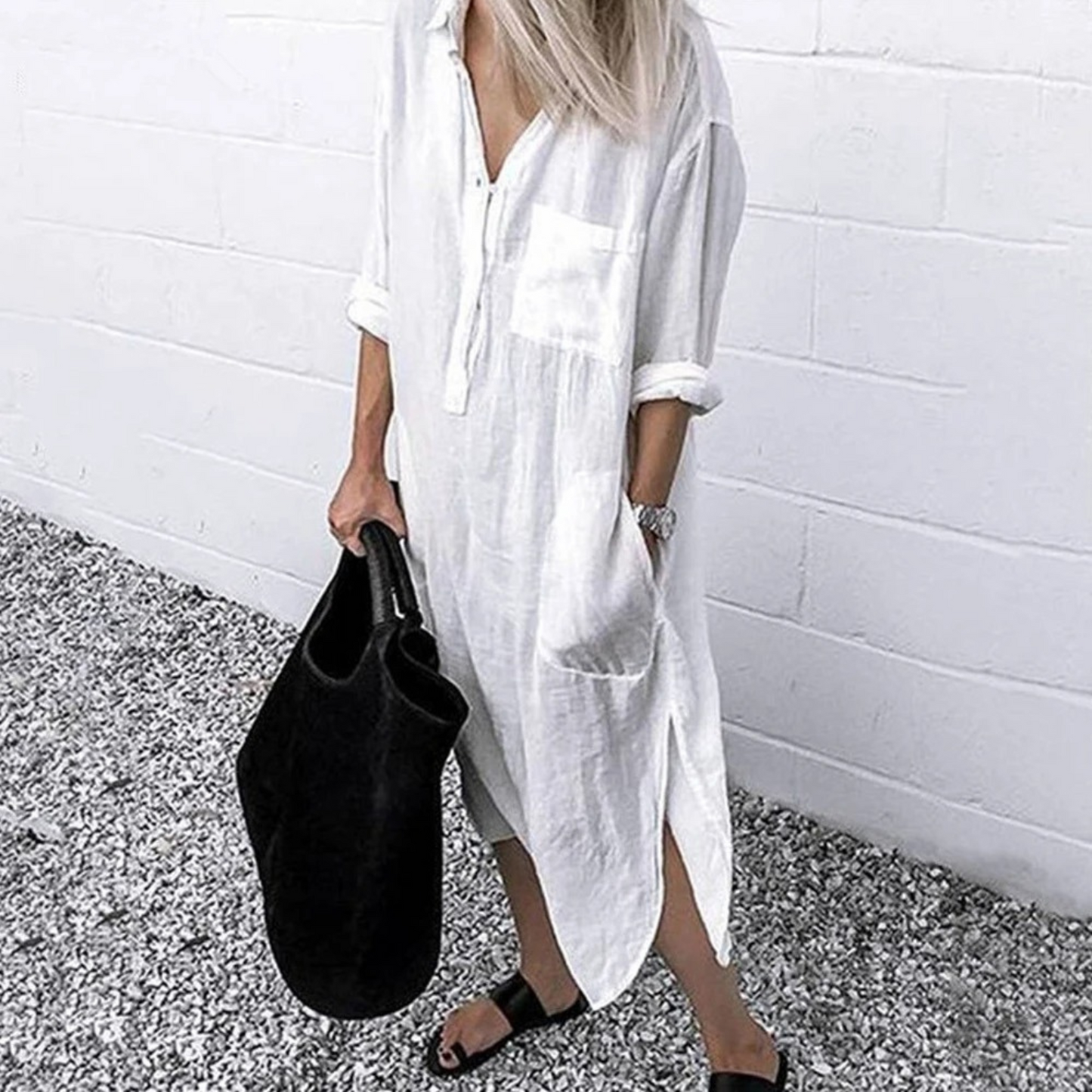 LM | Half-length blouse dress and linen