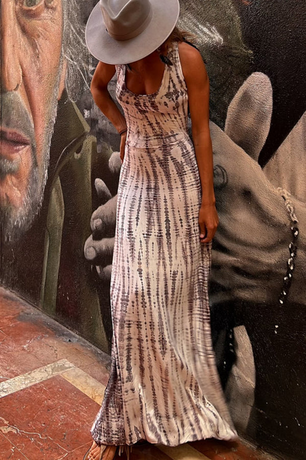 TS | La Bamba batik maxi dress with flirty lace-up detail at the back