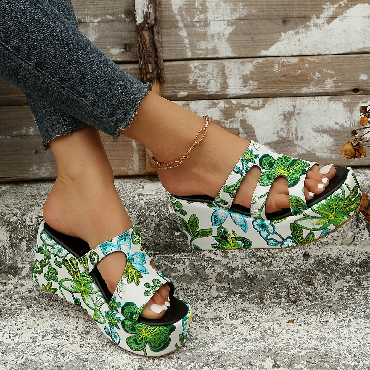 LD | zomer sandalen met bloemenprint voor vrouwen