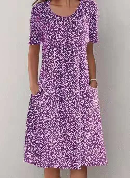 TS | Alexandra - Casual women's floral dress with U-neckline