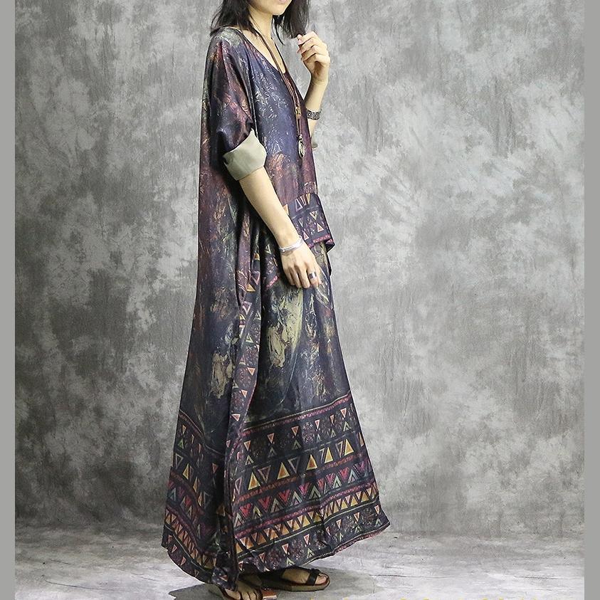 LD | Mooi met wijde pijpen broek zijden kleding vrouwen stijlvolle shirts rode prints tuniek jurk zomer twee stuks