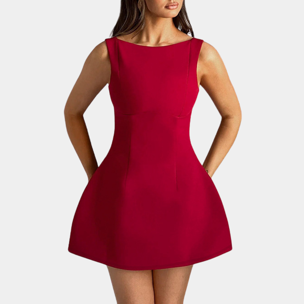 LM | Elegant mini dress with open back for women