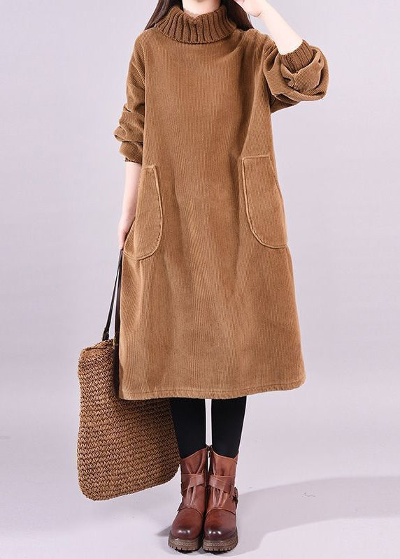 LD | Corduroy midi-jurk met col