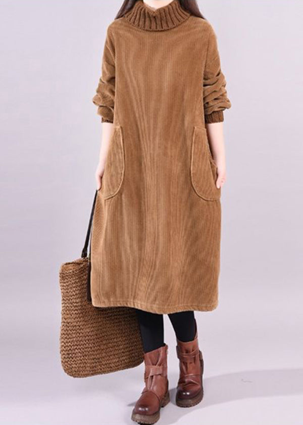 LD | Corduroy midi-jurk met col