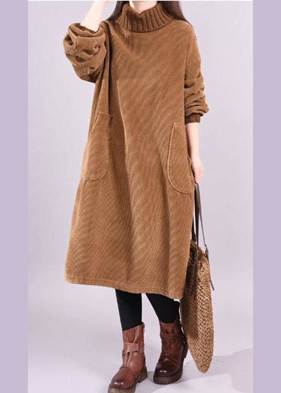 LD | Corduroy midi-jurk met col