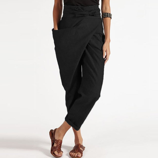 TS | Elegant cropped trousers with wrap front