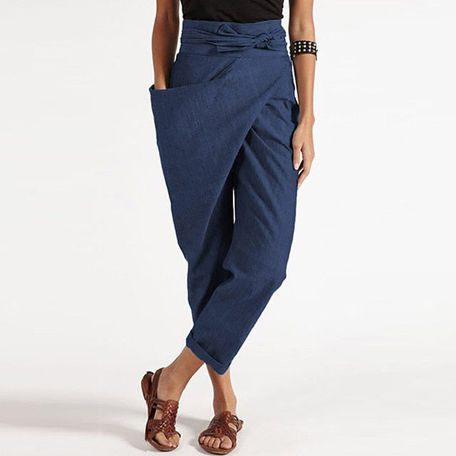 TS | Elegant cropped trousers with wrap front
