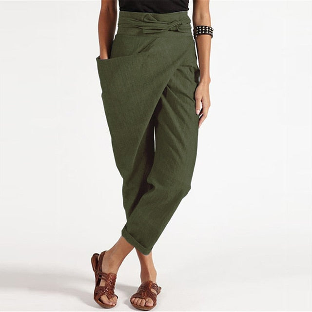 TS | Elegant cropped trousers with wrap front