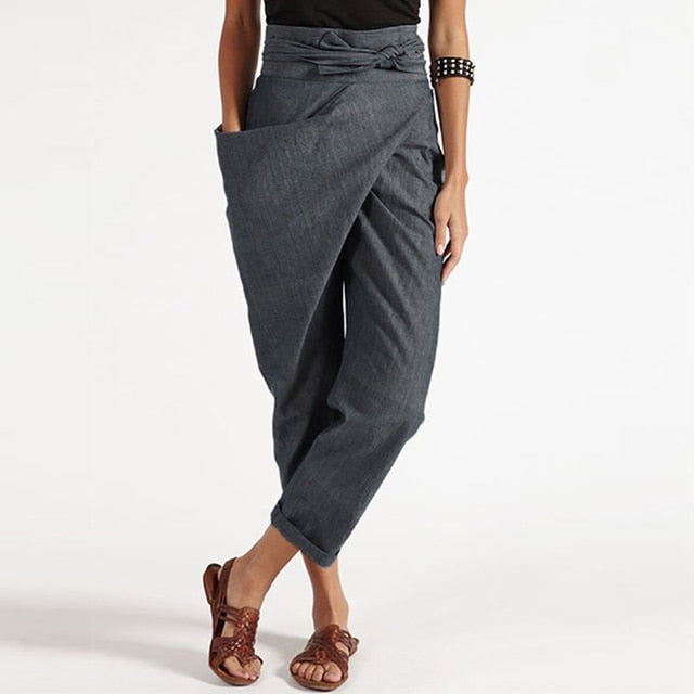 TS | Elegant cropped trousers with wrap front