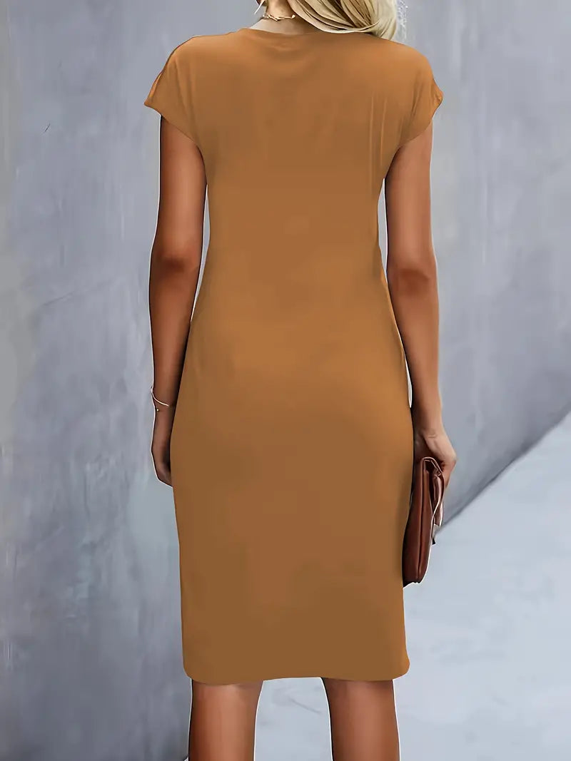 LM | Midi dress with bow at the front for women