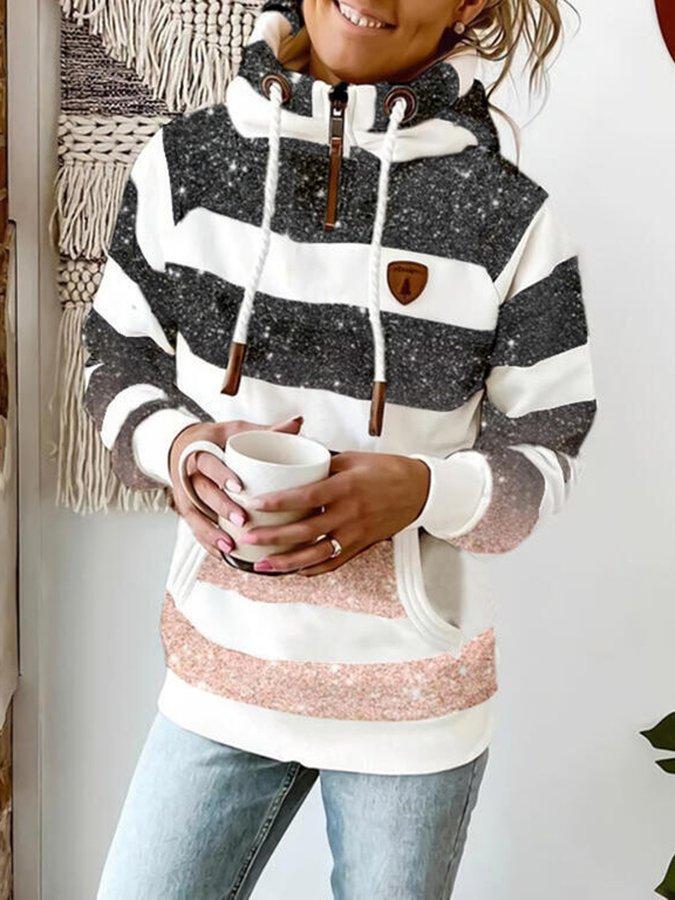 TS | Striped hoodie with drawstring