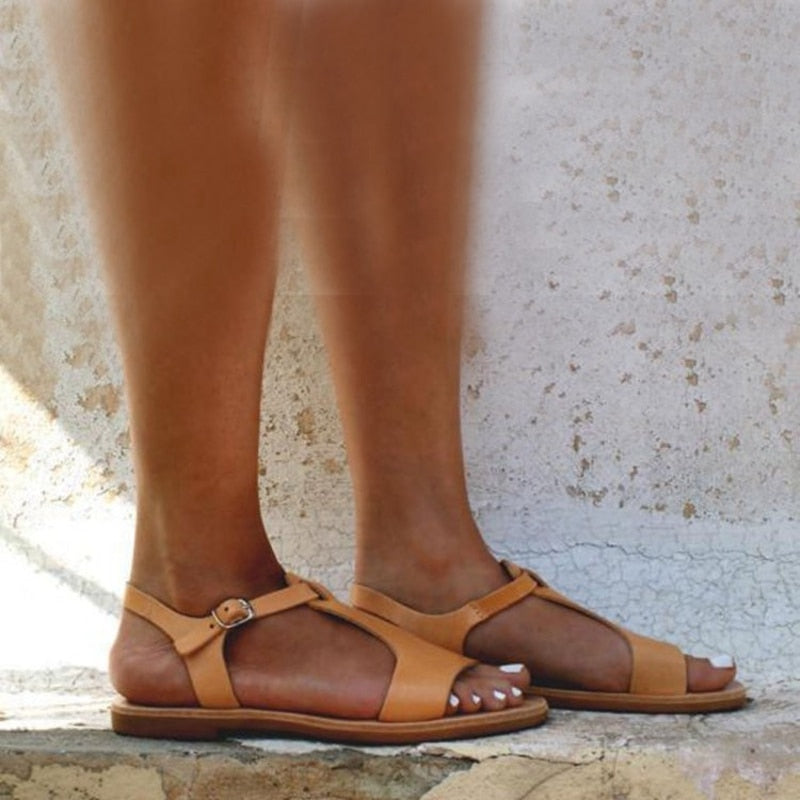LD | Womens Klassieke Zachte Gesp Platte Sandalen