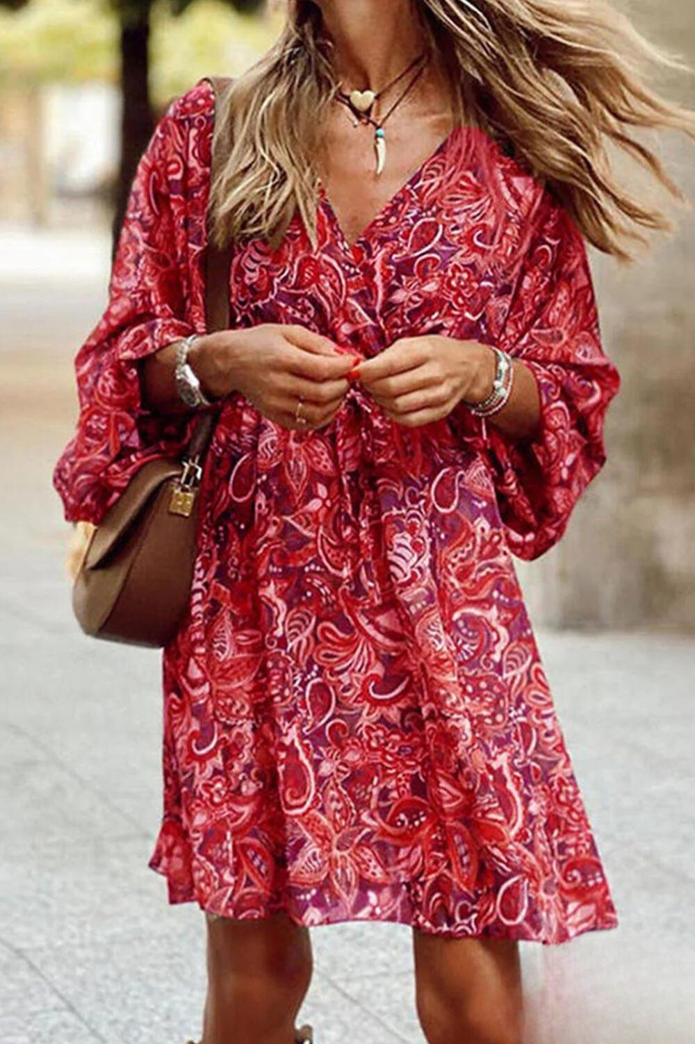 LM | Jobyna Floral mini dress with V-neckline