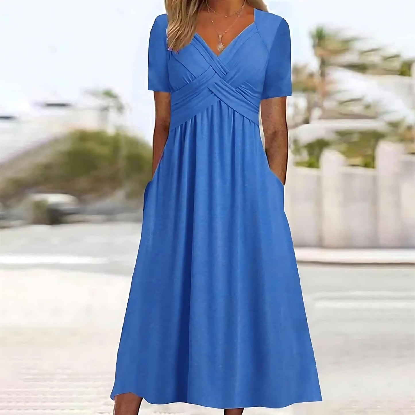 LM | Elegant midi dress with belly cover