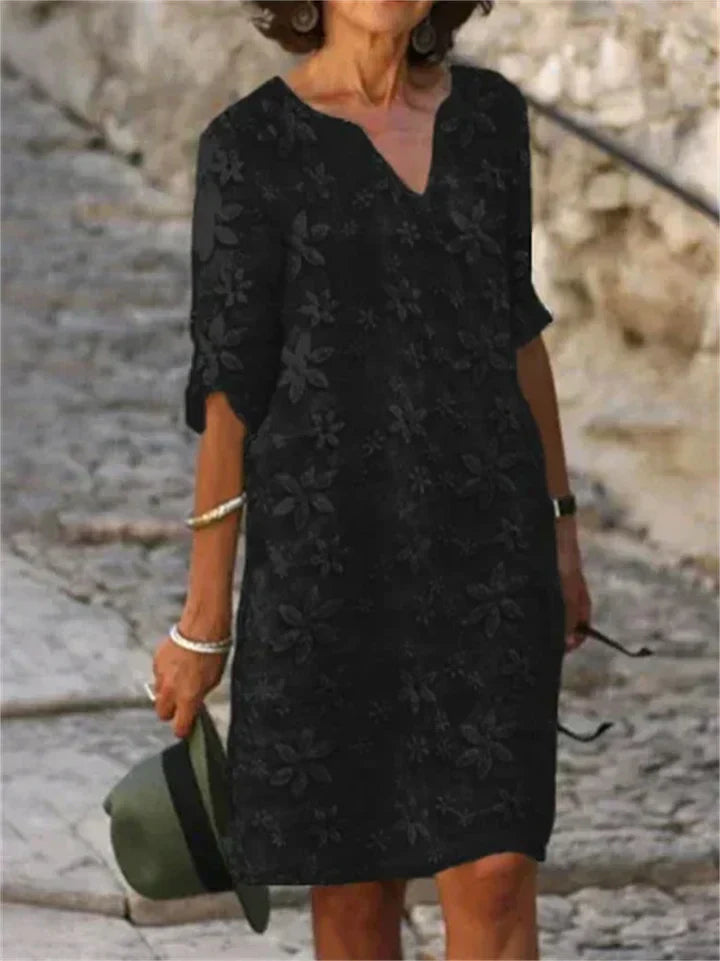 TS | Patricia -Summer dresses with floral pattern in cotton and linen