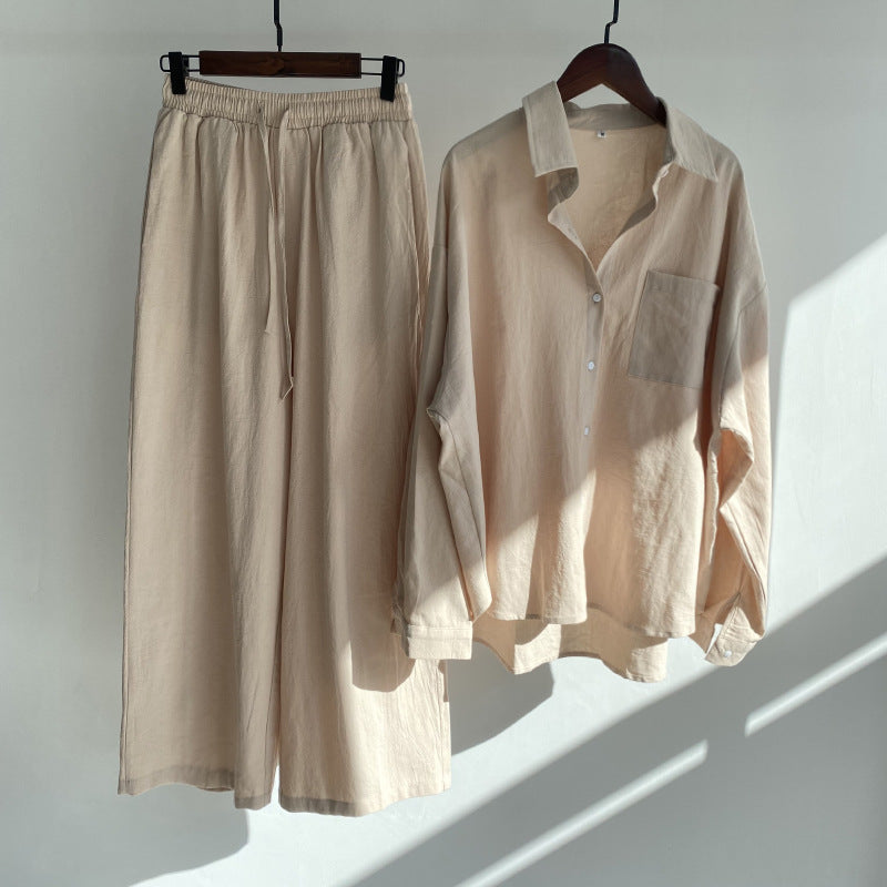 LD | Shirt en broek met hoge taille in katoen en linnen