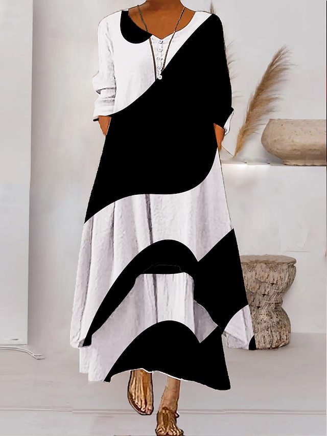 TS | Long sleeve maxi dress - button neckline