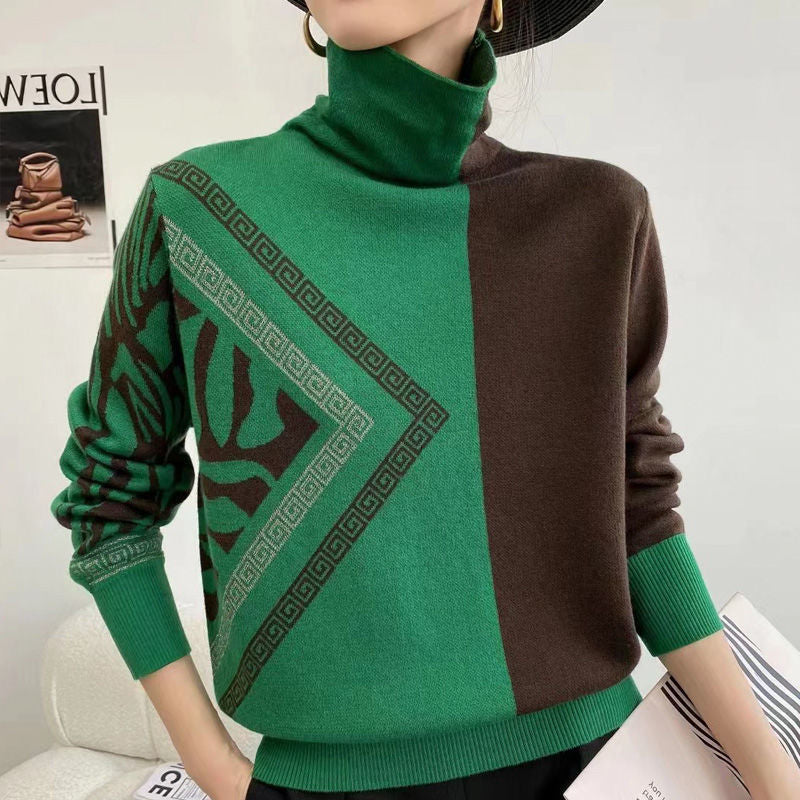 LD | Chique trui met schildpadhals en geometrisch patroon