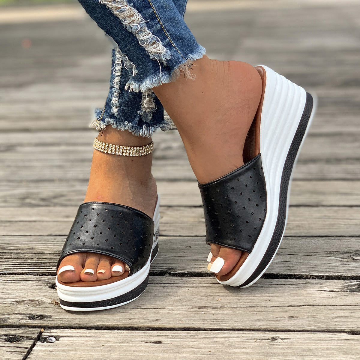 LD | Fish Mouth Wedges Zomer Sandalen