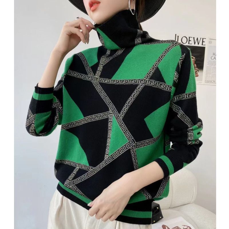 LD | Chique trui met schildpadhals en geometrisch patroon