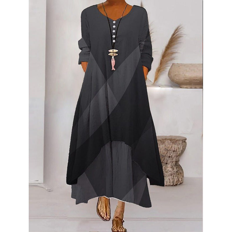 TS | Long sleeve maxi dress - button neckline