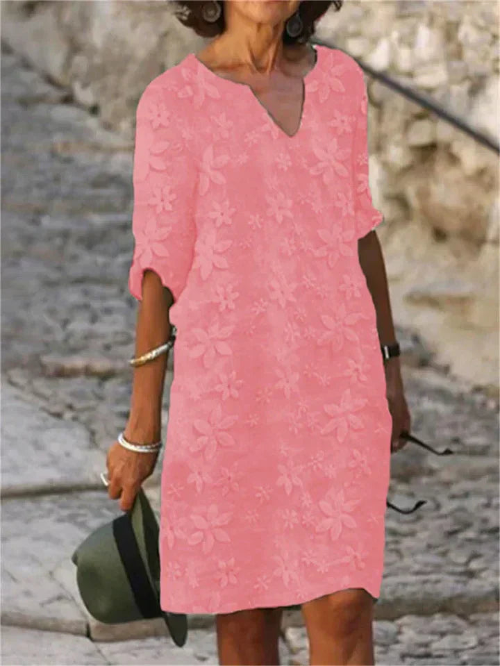 TS | Patricia -Summer dresses with floral pattern in cotton and linen