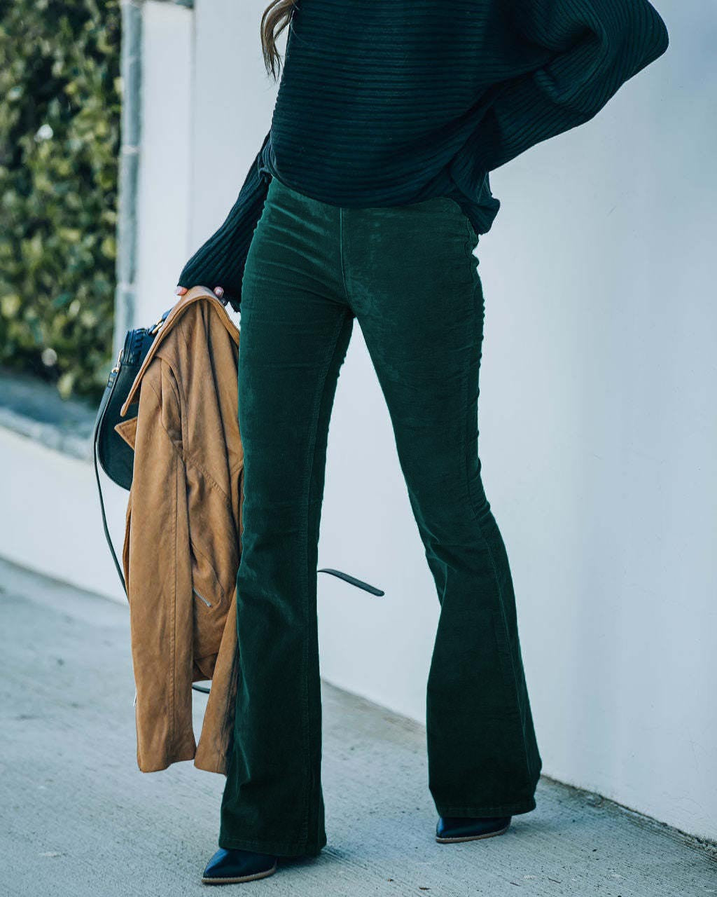 Stijlvolle uitlopende corduroy broek