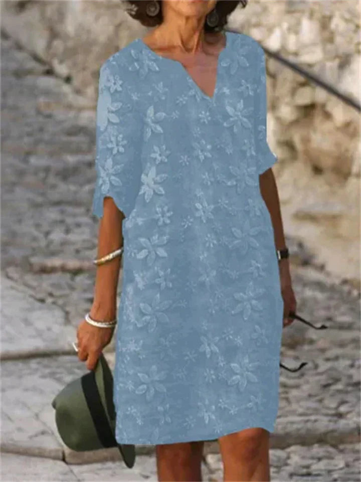 TS | Patricia -Summer dresses with floral pattern in cotton and linen