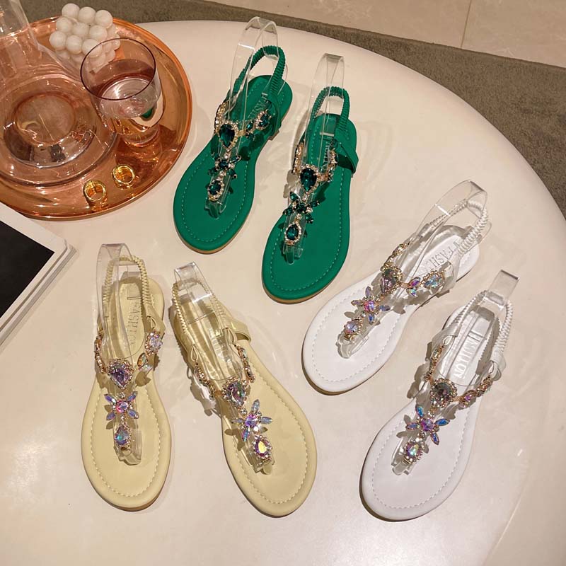 LD | sandalen met bloemen en bergkristallen voor vrouwen