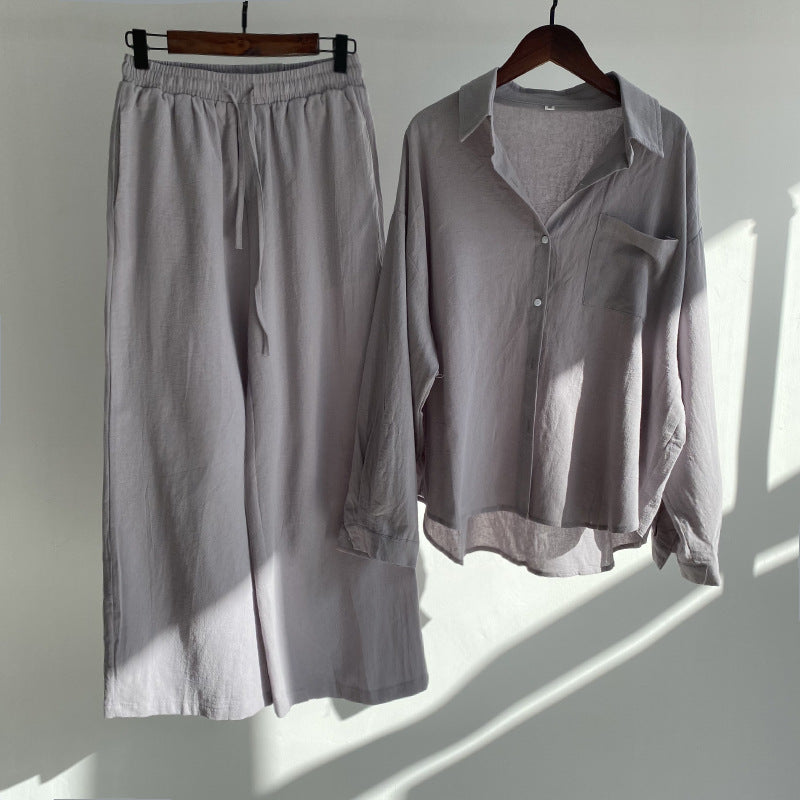 LD | Shirt en broek met hoge taille in katoen en linnen