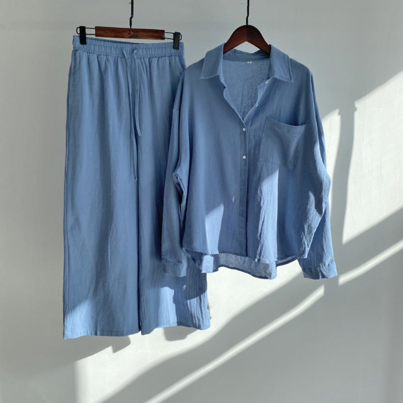 LD | Shirt en broek met hoge taille in katoen en linnen